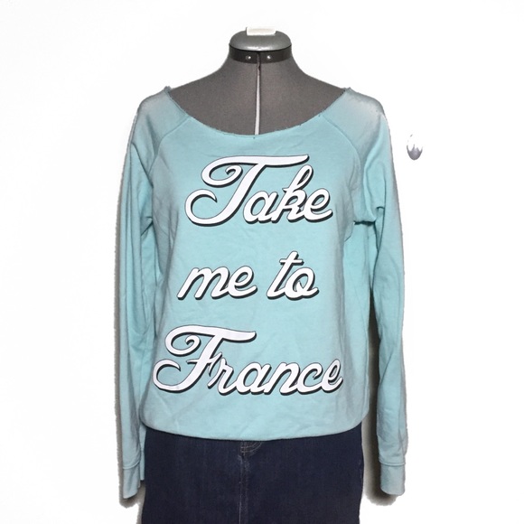 Forever 21 Tops - F21 Light Blue Take Me to France Sweatshirt M